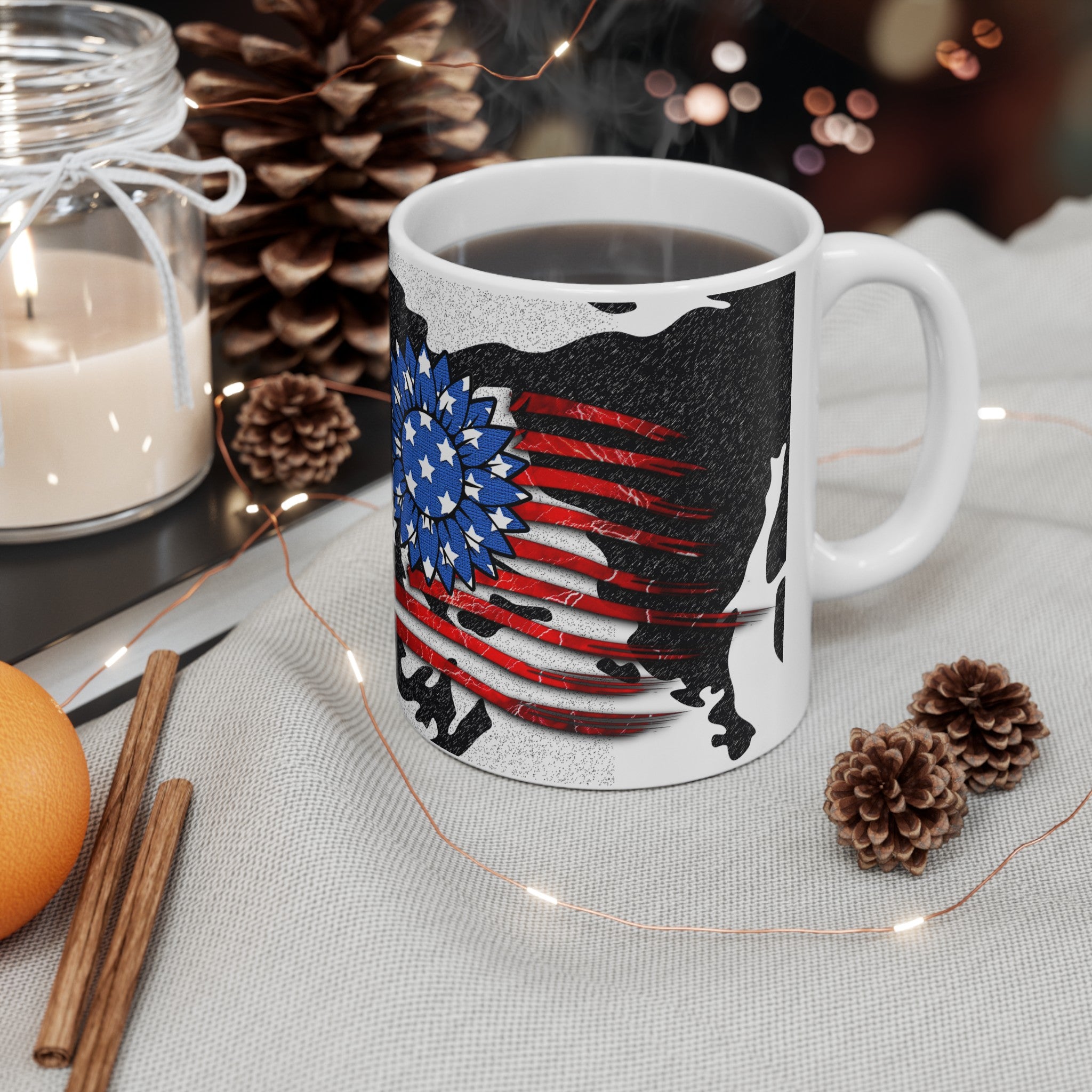 Patriotic Dad Mug, USA Flag Design, Valentine's Day Gift, Sublimation Mugs, Kitchen Decor, Coffee Lover