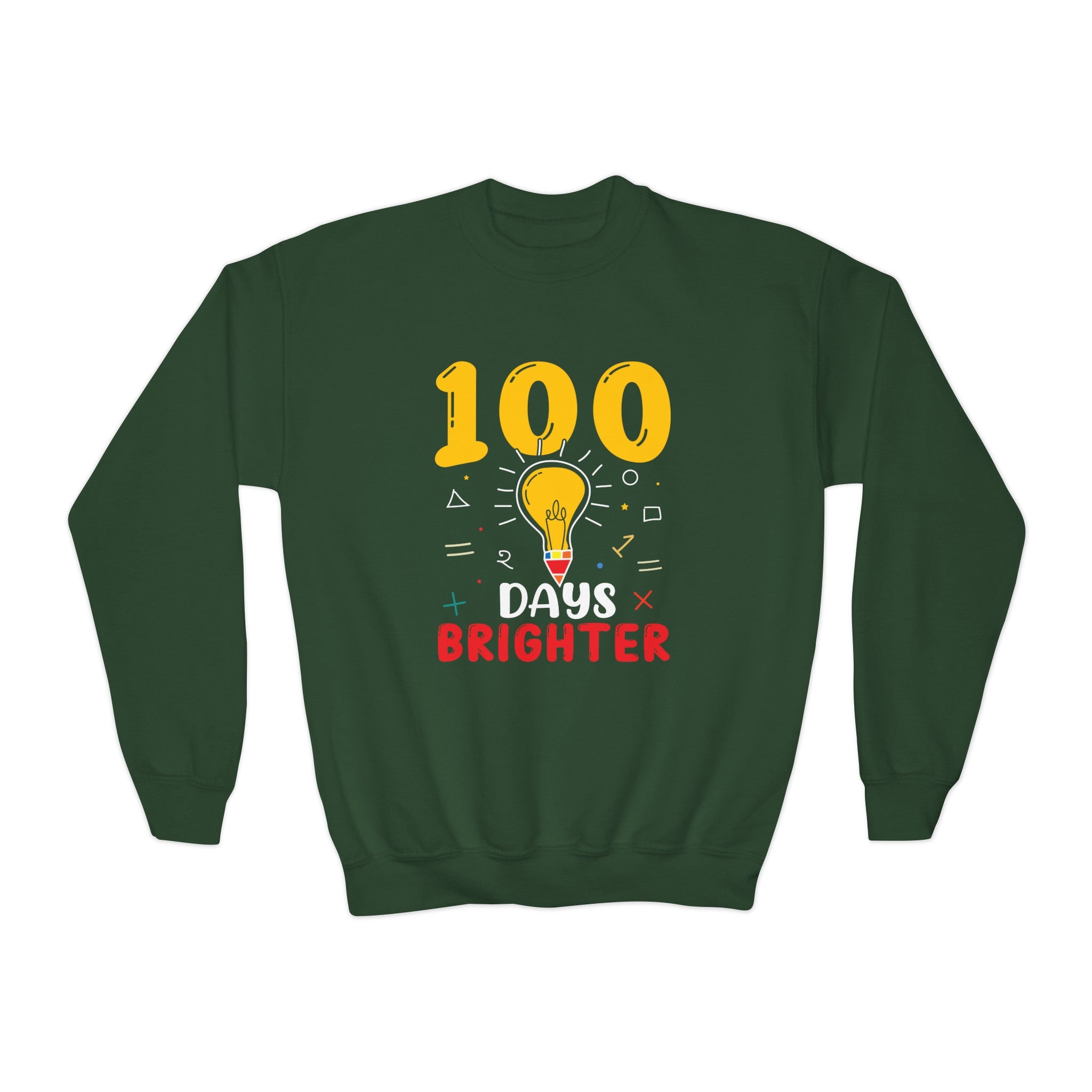 100 Days Brighter Youth Crewneck Sweatshirt, Soft Child Sweatshirt, Youth Shirt, Unisex Kids Sweater,