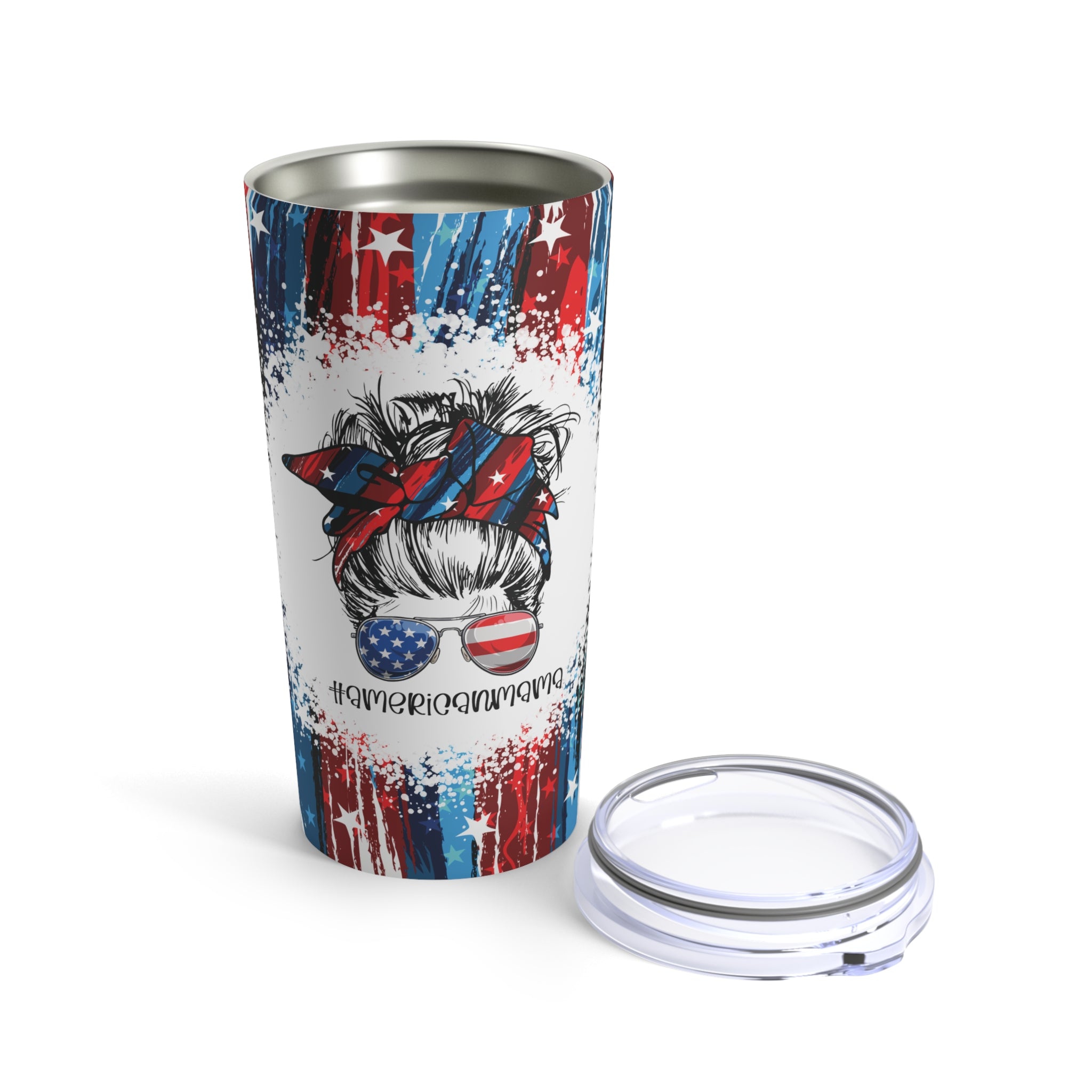 American Mama 4th of July Tumbler 20oz, USA Flag Independence Day Cup, Leopard Print Tumbler, Gift for Her