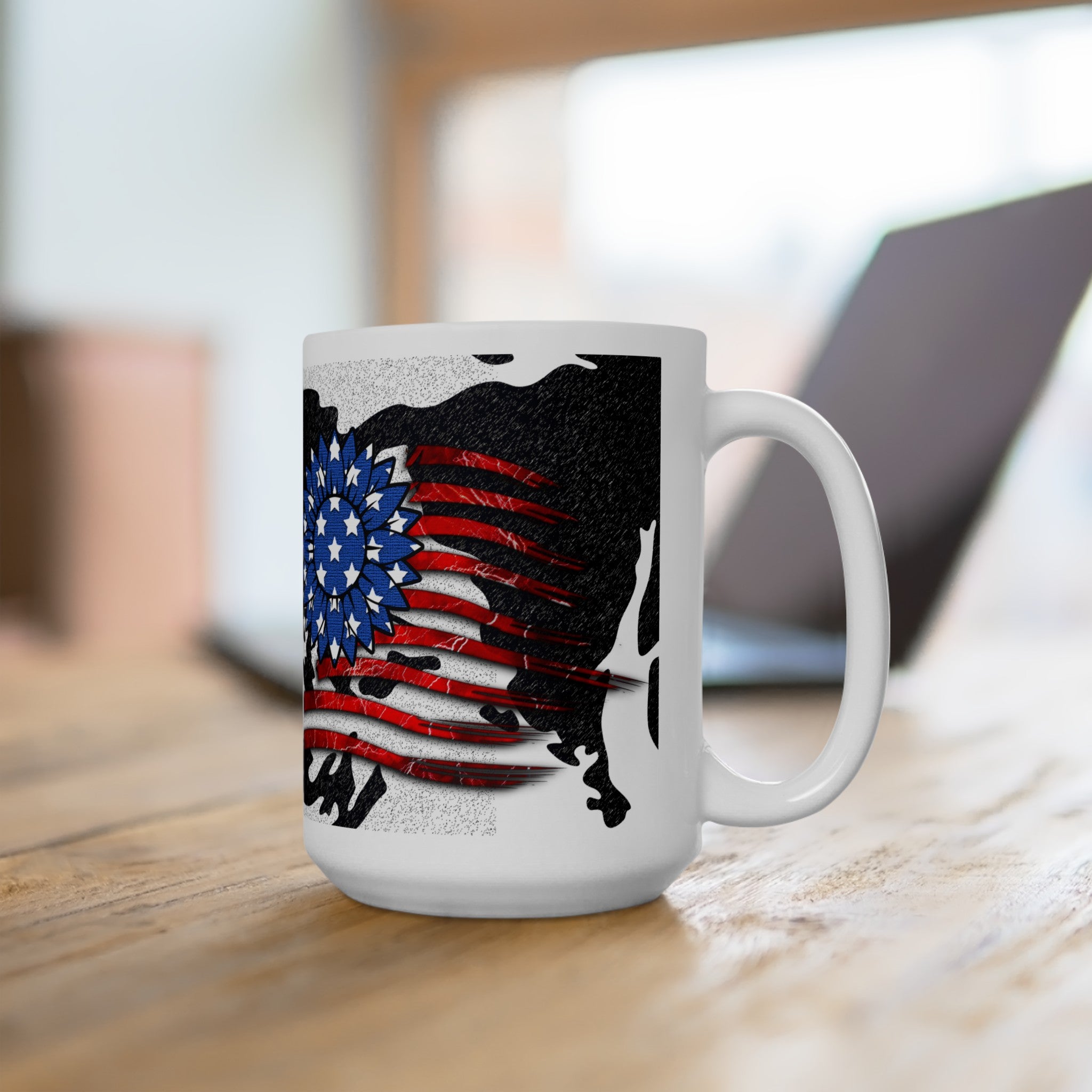 Patriotic Dad Mug, USA Flag Design, Valentine's Day Gift, Sublimation Mugs, Kitchen Decor, Coffee Lover